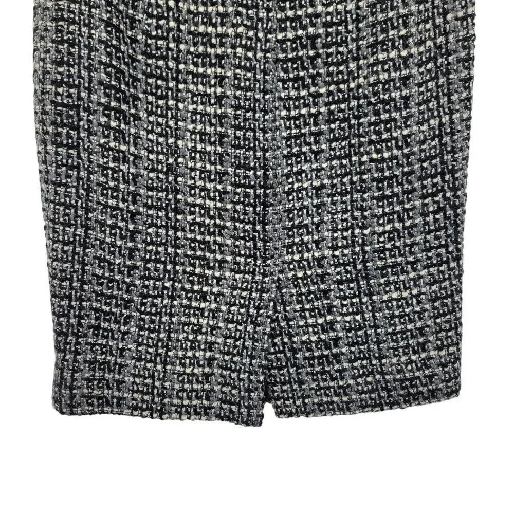 J. Crew Wool Tweed The Pencil Skirt‎ 0 Gray Black Twee Plaid Academia Career